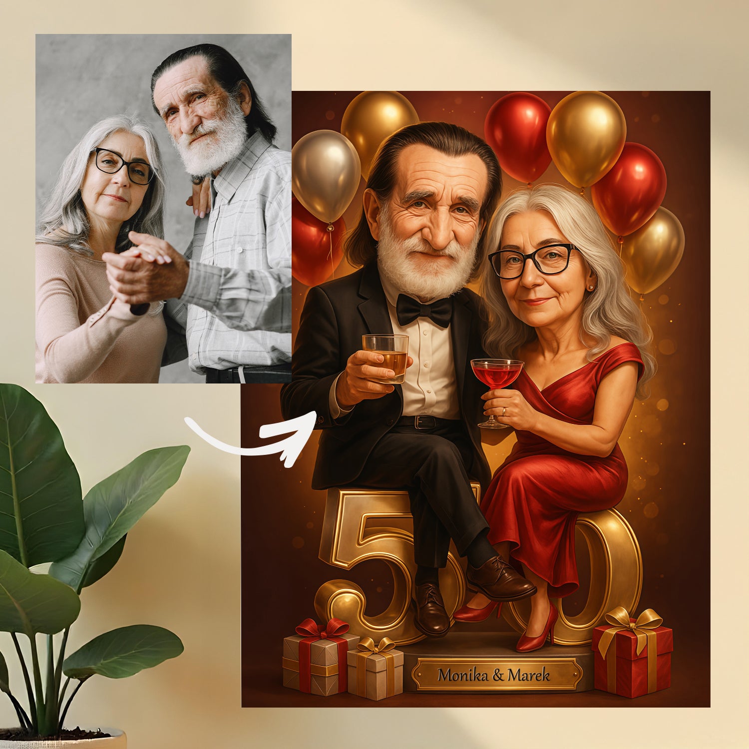 Image of 50 lat razem - druk na szkle, portret z Twojego zdjęcia