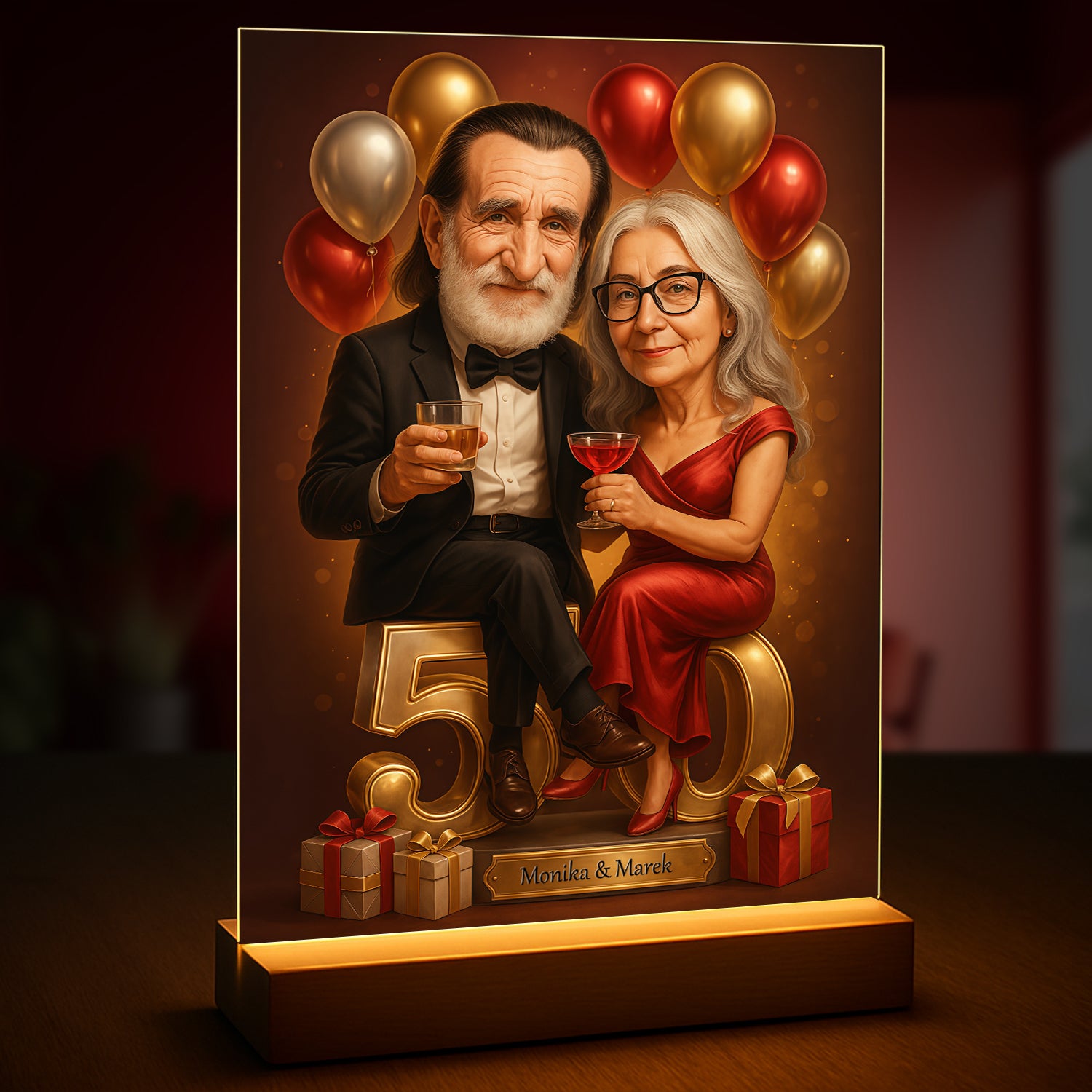 Image of 50 lat razem - druk na szkle, portret z Twojego zdjęcia