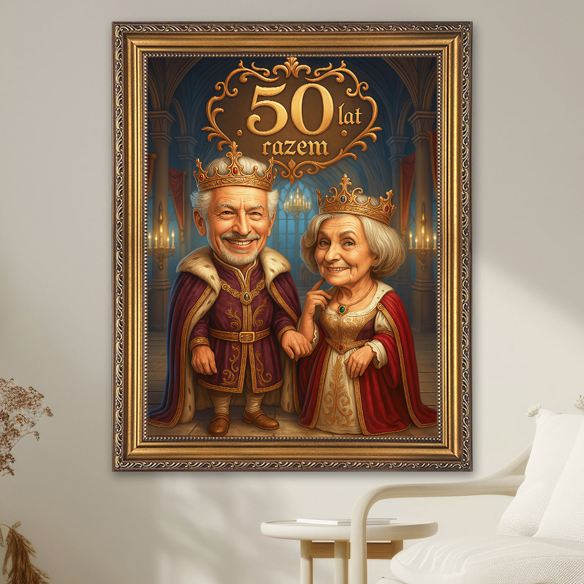 Image of Karykatura królewska na 50 rocznicę - obraz na płótnie z Twojego zdjęcia