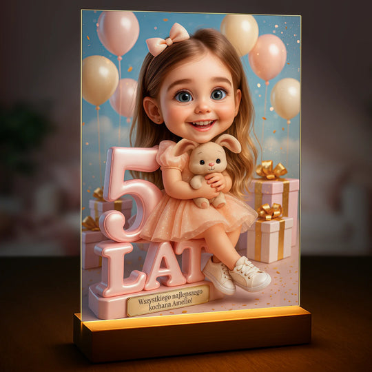 5 urodziny dziecka - druk na szkle, portret z Twojego zdjęcia