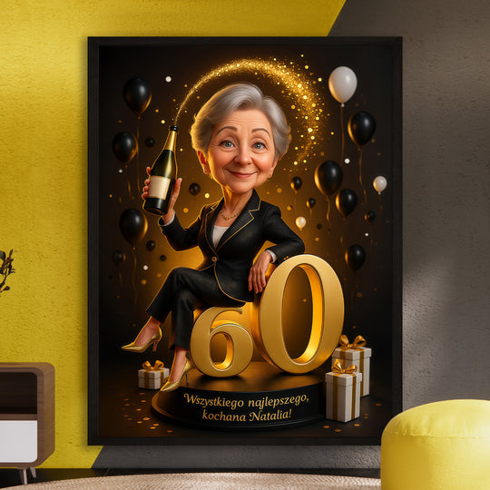 Urodzinowa karykatura na 60. - plakat z Twojego zdjęcia