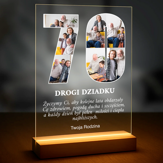 70 urodziny - druk na szkle z Twojego zdjęcia