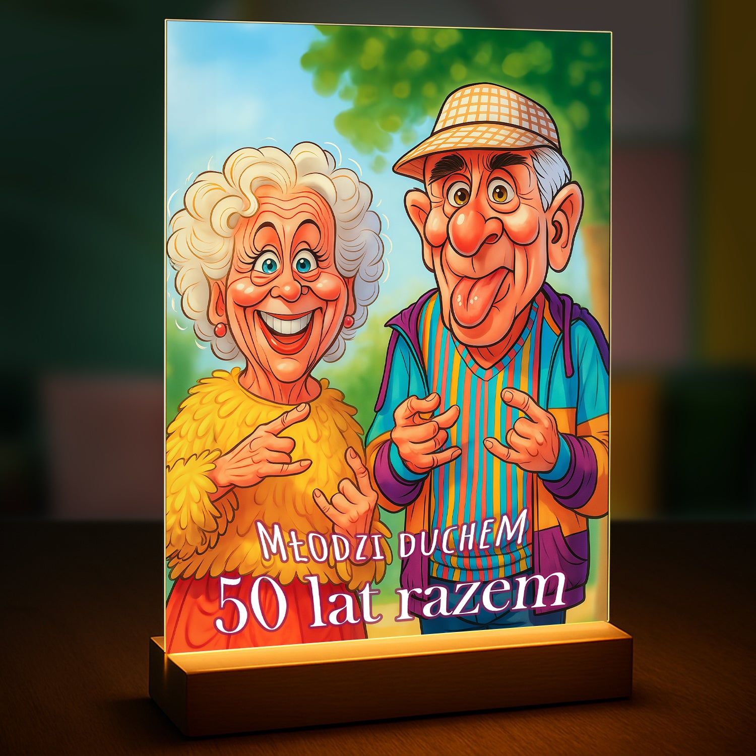 Image of Młodzi duchem karykatura - druk na szkle, portret z Twojego zdjęcia