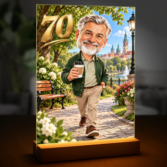 Wyjątkowy prezent dla niego na 70 urodziny – portret na szkle ze zdjęcia Jego 70 urodziny