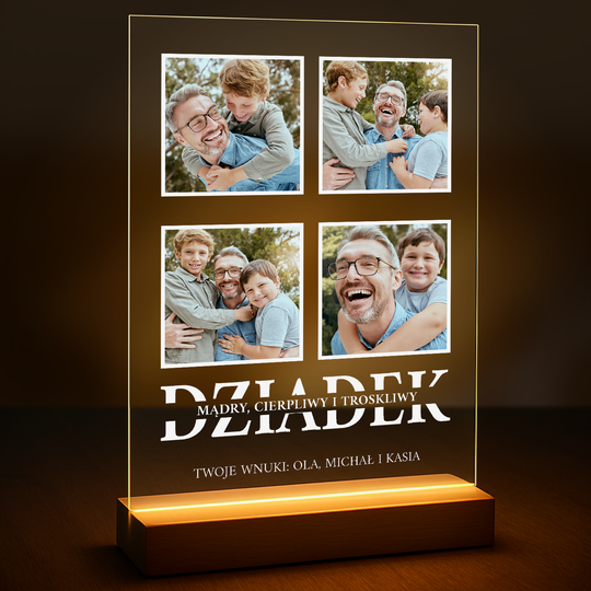 Dziadek kolaż z 4 fotografii - druk na szkle z Twojego zdjęcia
