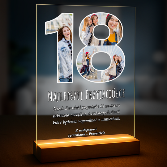 Najlepsze życzenia na 18 urodziny - druk na szkle z Twojego zdjęcia