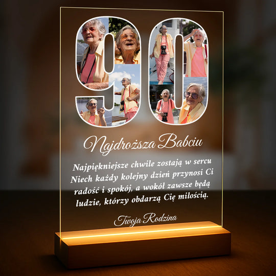 90. urodziny - druk na szkle z Twojego zdjęcia