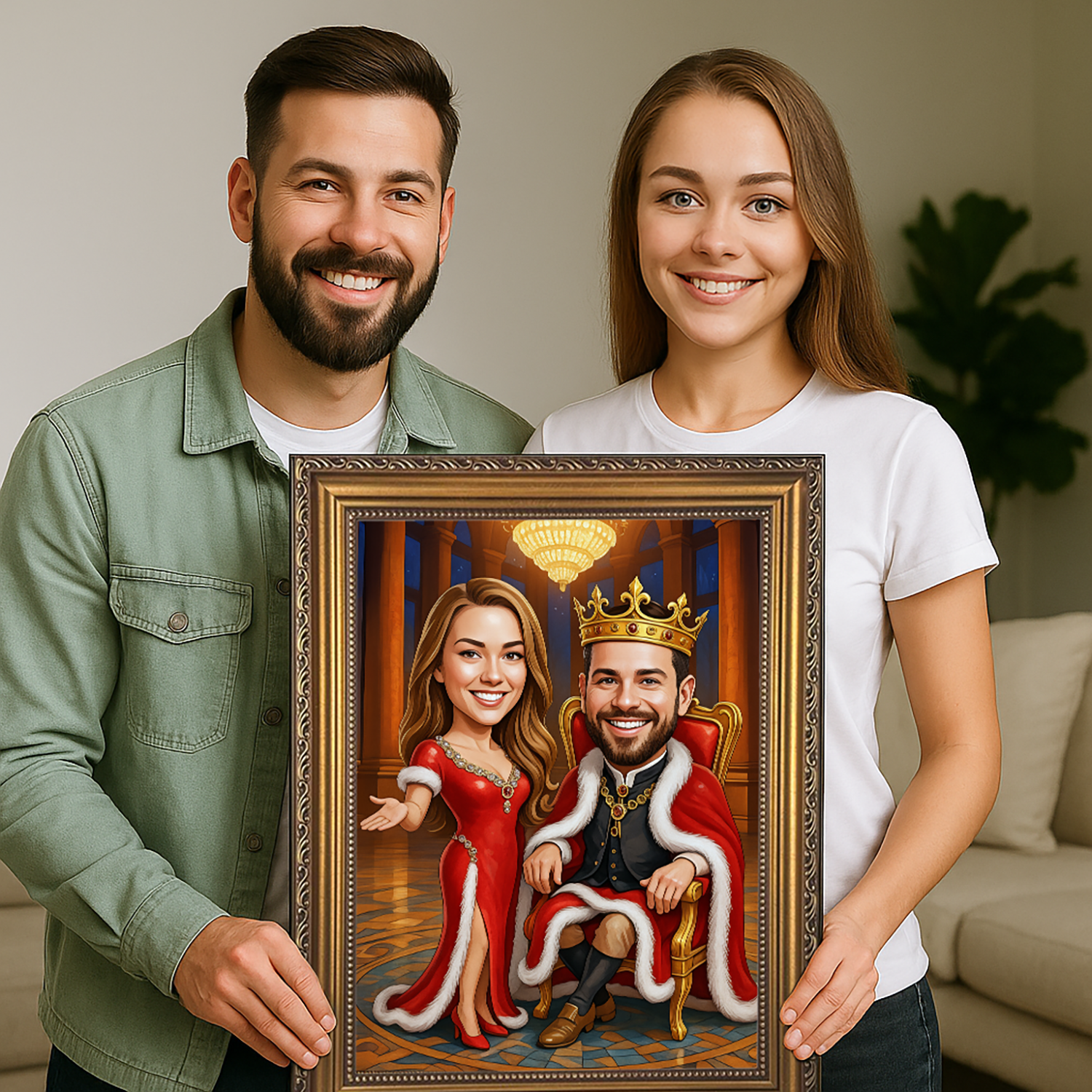 Image of Królewska karykatura pary - obraz na płótnie z Twojego zdjęcia