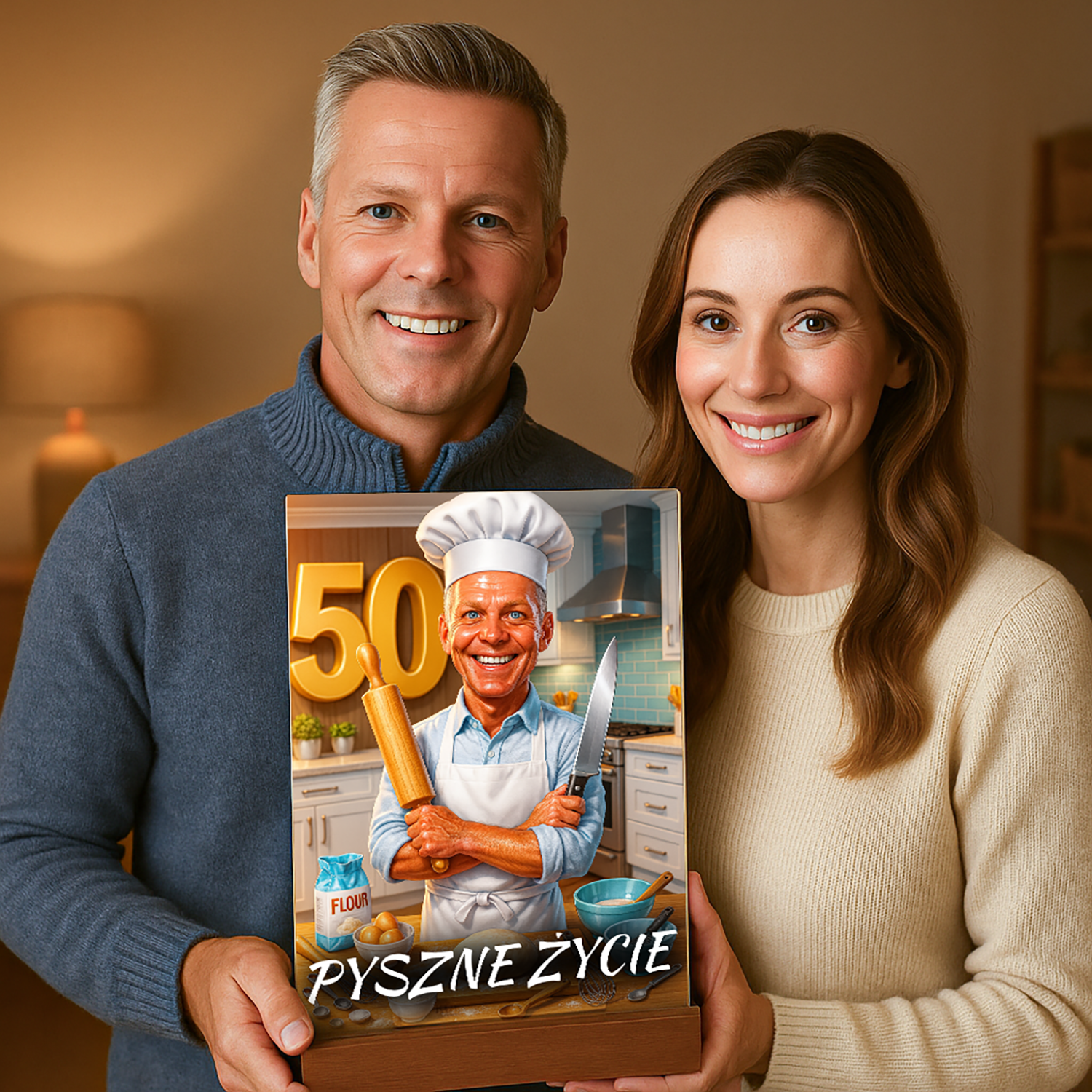 Image of Portret kucharza na 50. - druk na szkle, portret z Twojego zdjęcia