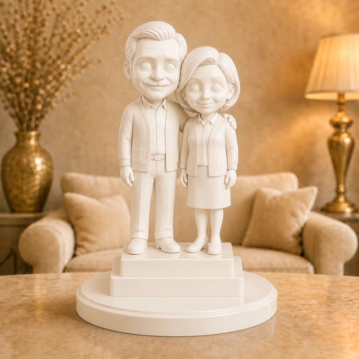 Image of Personalizowana figurka 3D dziadków karykatura ze zdjęcia – wyjątkowy prezent dla dziadków