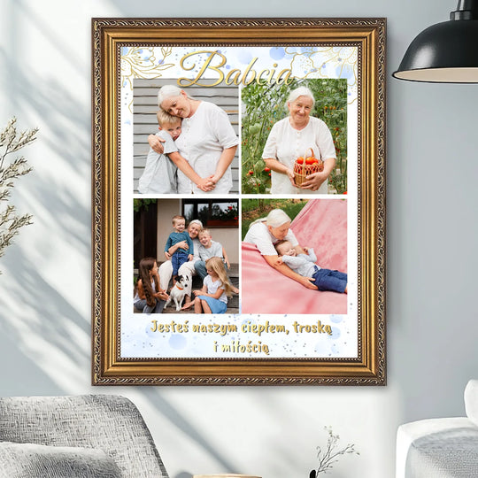 Babciu, jesteś naszym szczęściem! - kolaż na płótnie z Twojego zdjęcia