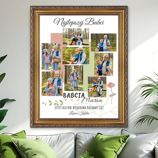 Dla najlepszej babci - kolaż na płótnie z Twojego zdjęcia