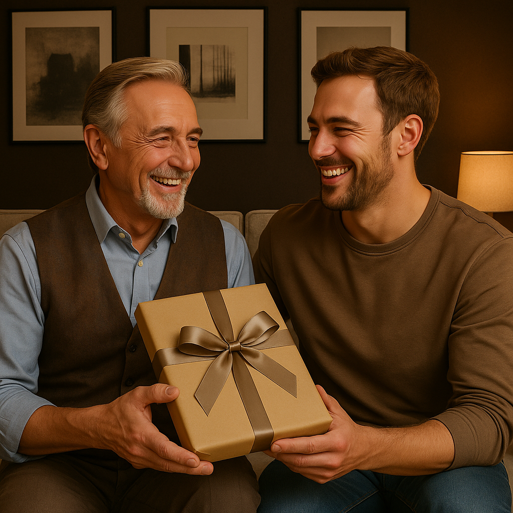 Image of Portret ojca i syna + tekst - druk na szkle, portret z Twojego zdjęcia