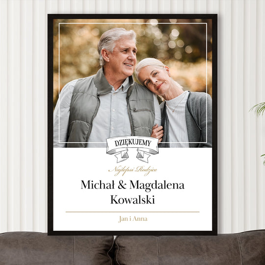 Prezent dla rodziców - personalizowany plakat ze zdjęciem Podziękowania dla najlepszych rodziców