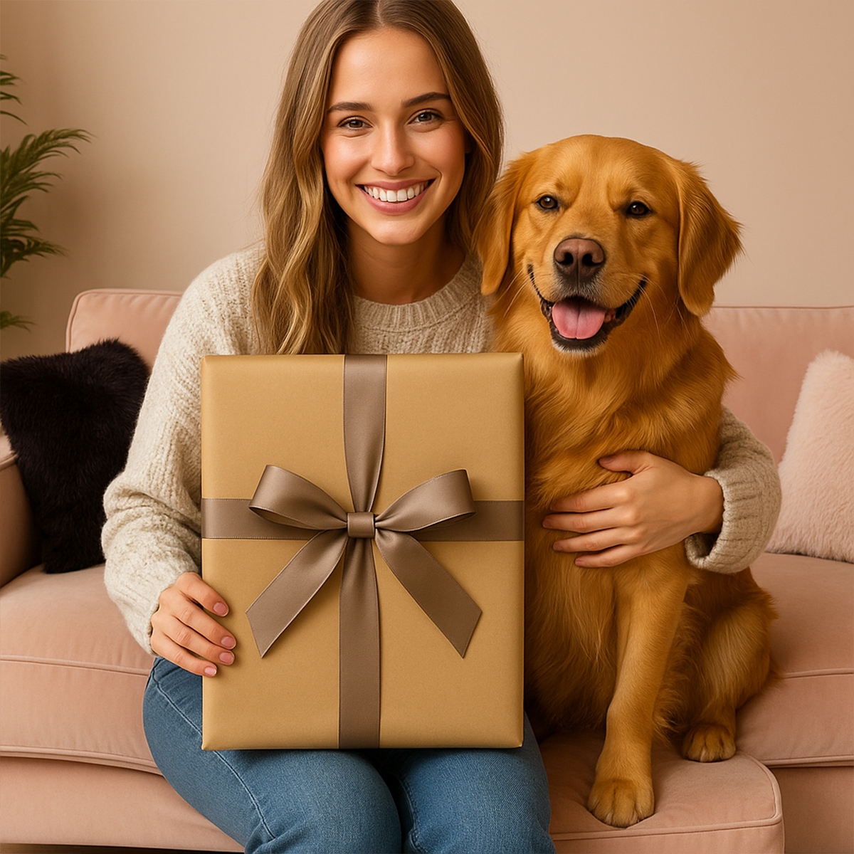 Image of Dziewczyna i pies - obraz na płótnie z Twojego zdjęcia