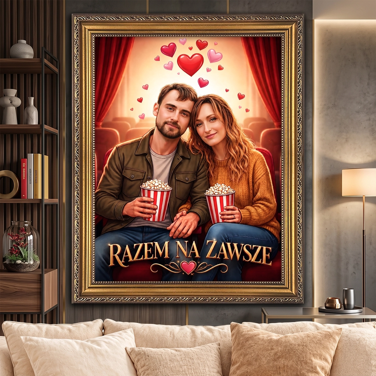 Image of wymalujchwile.pl – portret pary w kinie razem na zawsze – prezent na rocznicę