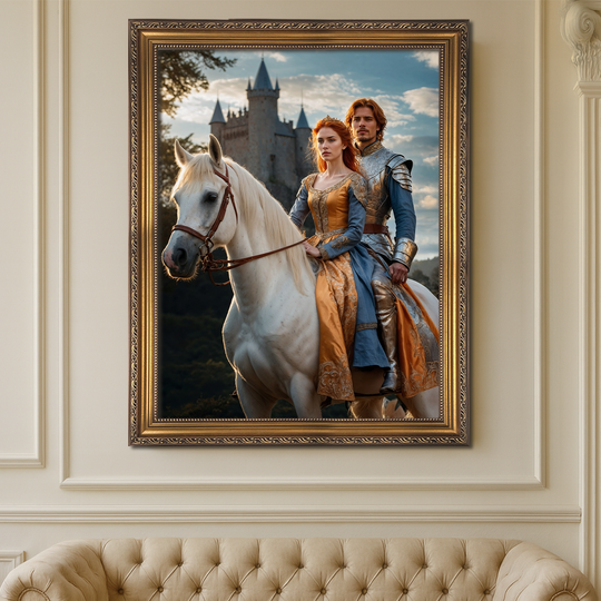 Królewska para na koniu - obraz na płótnie z Twojego zdjęcia