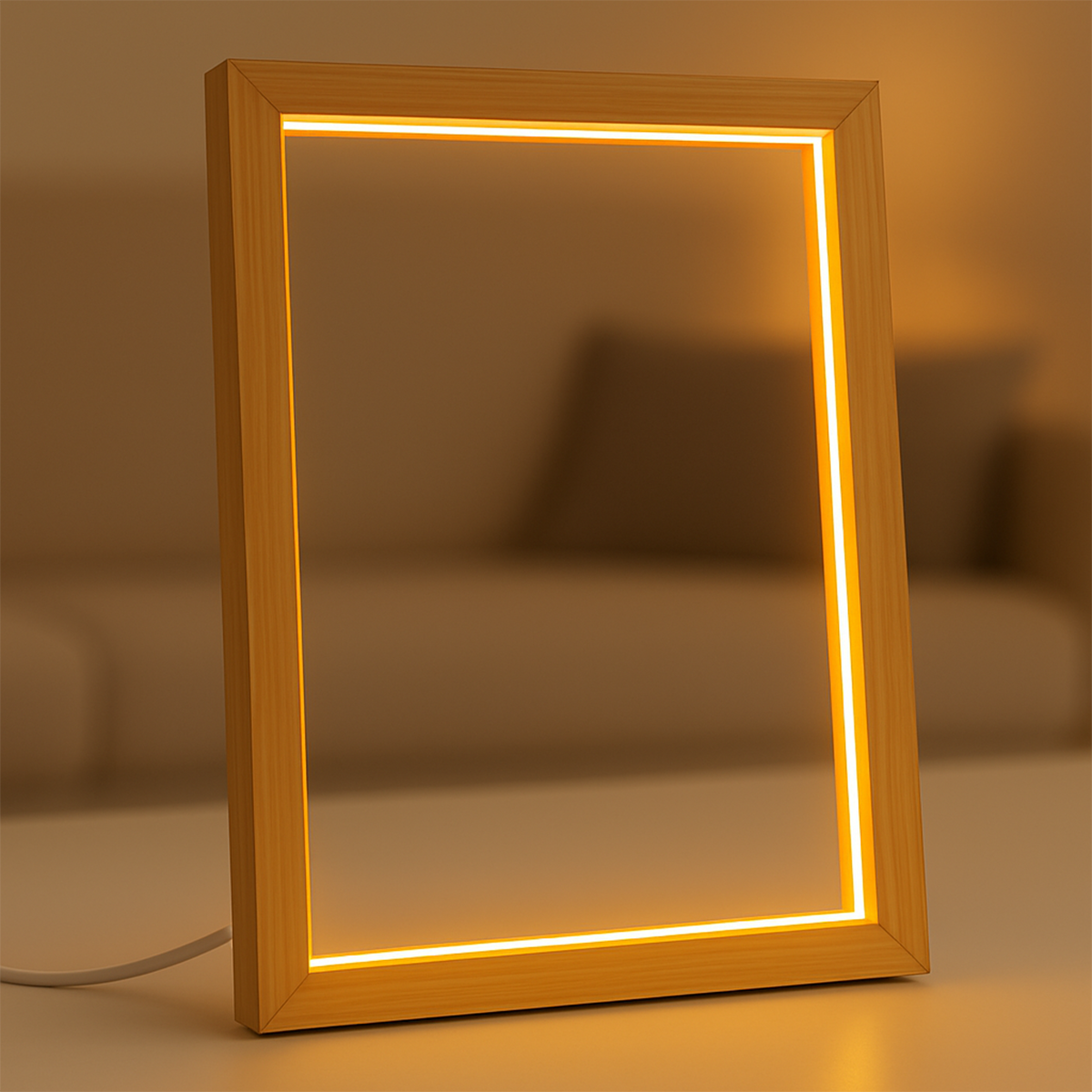 Image of Ramka drewniana z LED