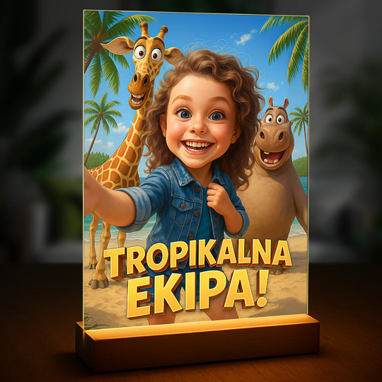 Tropikalna ekipa - druk na szkle, portret z Twojego zdjęcia