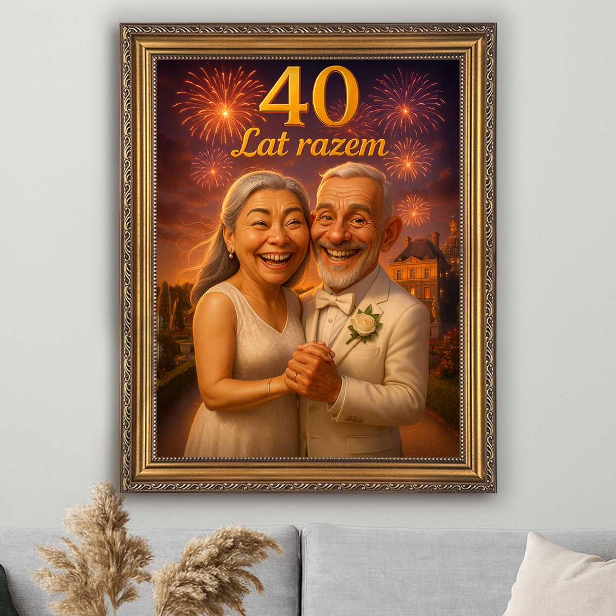 Image of Ilustracja na 40 lat małżeństwa - obraz na płótnie z Twojego zdjęcia