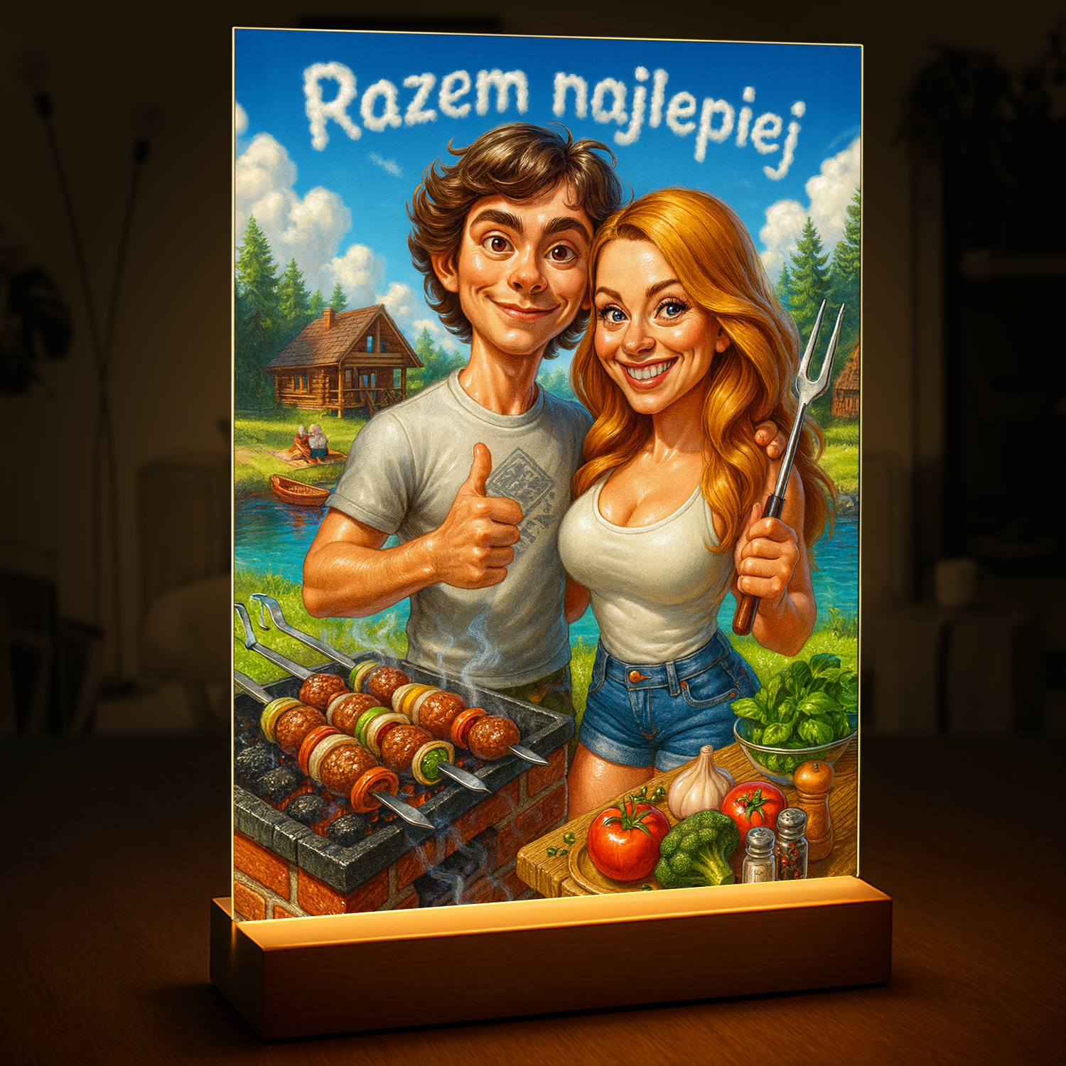 Wspólne grillowanie - druk na szkle, portret z Twojego zdjęcia