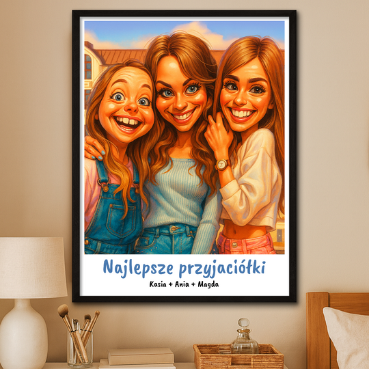 Trzy najlepsze przyjaciółki karykatura - plakat z Twojego zdjęcia