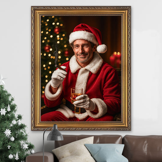 Mikołaj z cygarem - obraz na płótnie z Twojego zdjęcia