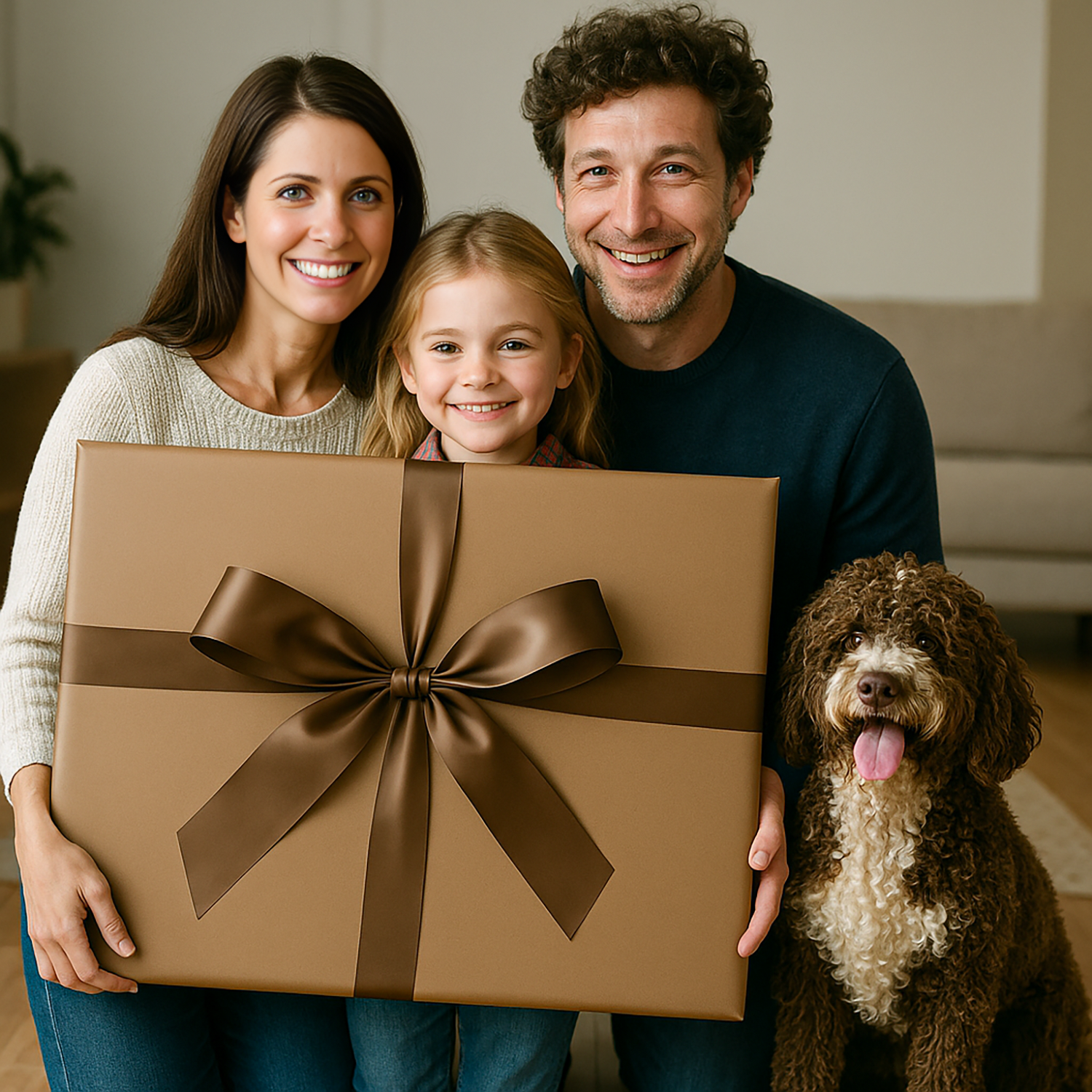 Rodzinna karykatura na święta - obraz na płótnie z Twojego zdjęcia