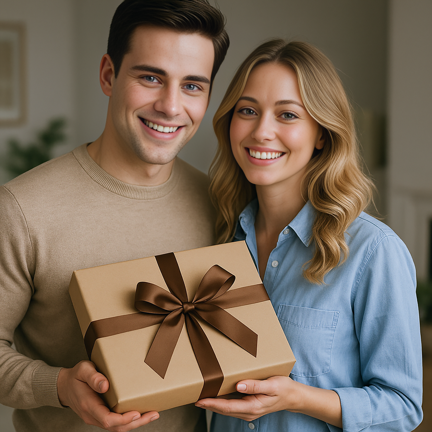 Karykatura świąteczna pary - druk na szkle, portret z Twojego zdjęcia