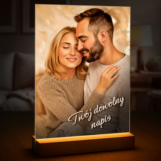 Portret pary + dowolny napis - druk na szkle, portret z Twojego zdjęcia