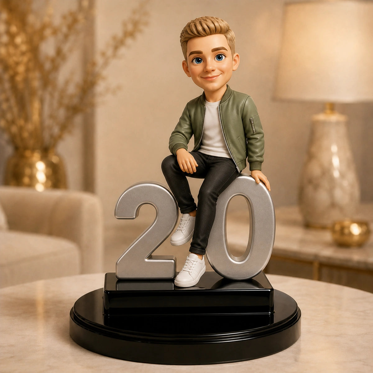 Image of Personalizowana figurka 3D z cyfrą 20 ze zdjęcia – wyjątkowy prezent dla chłopaka na 20 urodziny