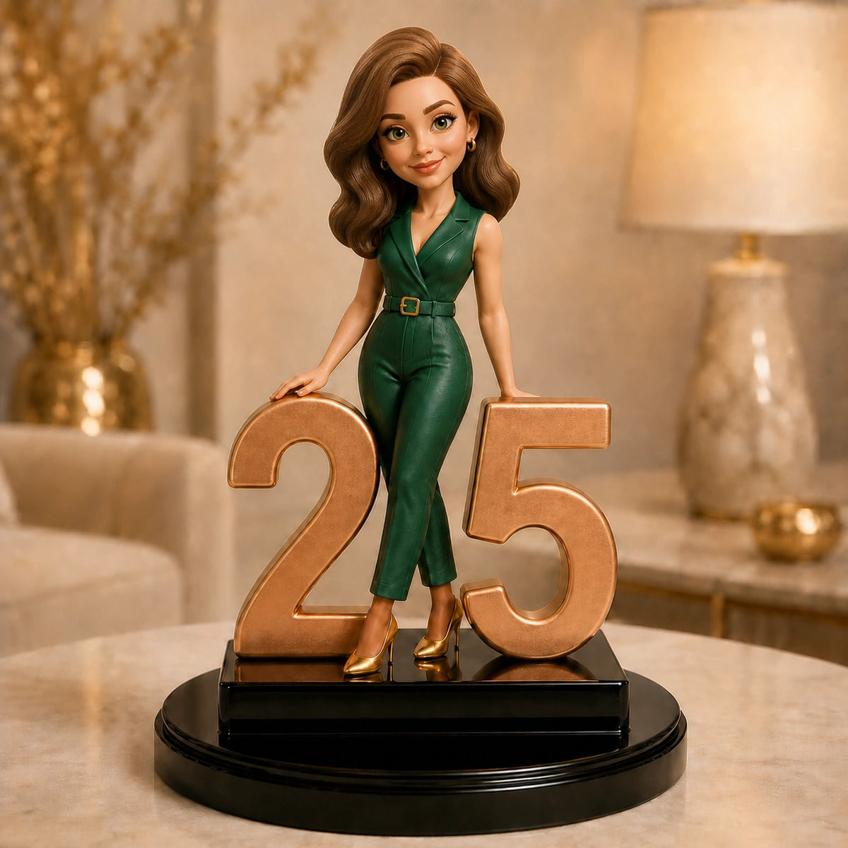 Image of Personalizowana figurka 3D z cyfrą 25 ze zdjęcia – oryginalny prezent dla dziewczyny na 25 urodziny