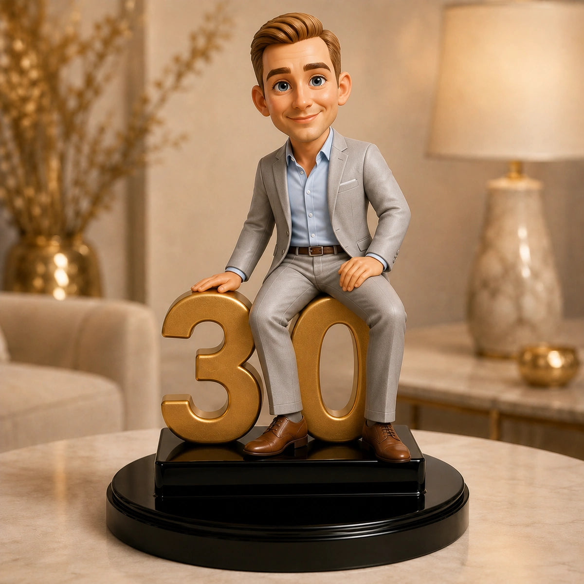 Image of Personalizowana figurka 3D z cyfrą 30 ze zdjęcia – wyjątkowy prezent dla niego na 30 urodziny