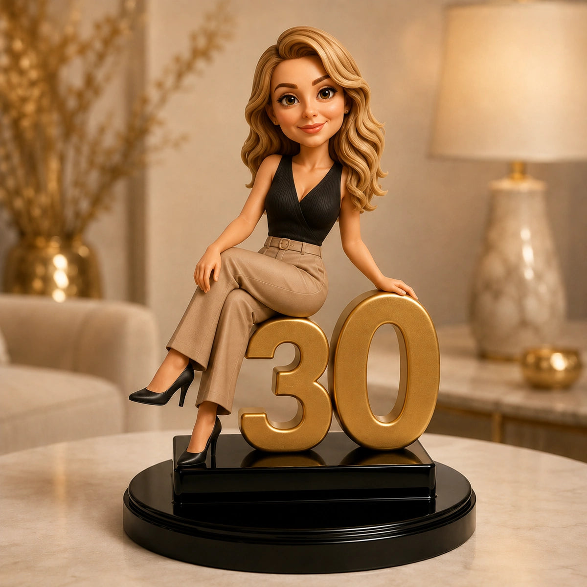 Image of Personalizowana figurka 3D z cyfrą 30 ze zdjęcia – oryginalny prezent dla niej na 30 urodziny