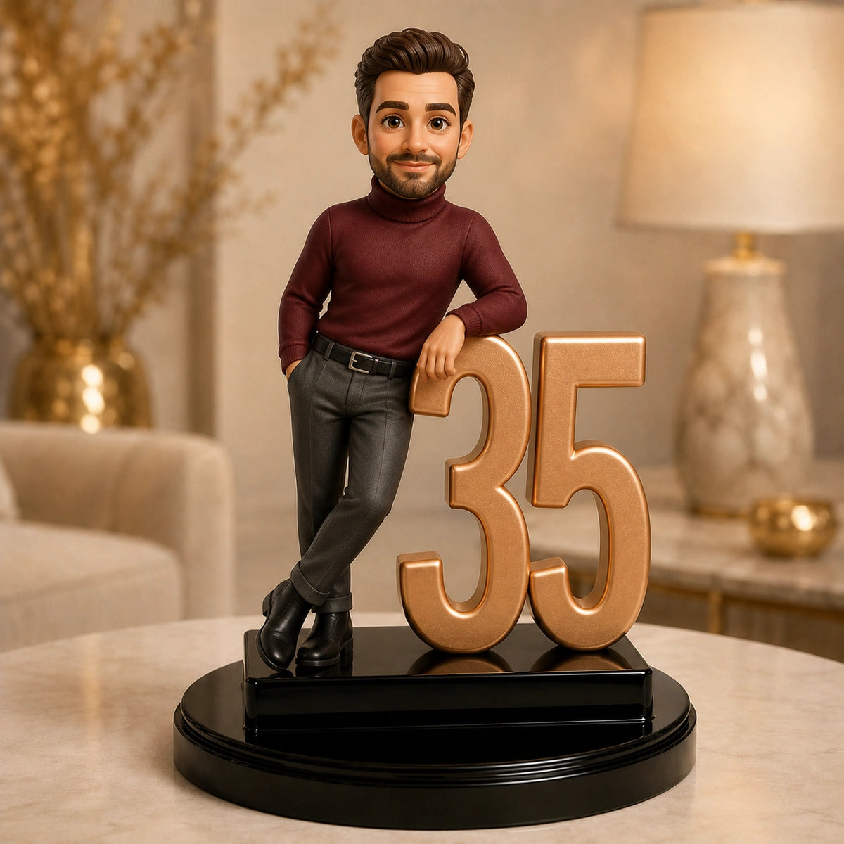 Image of Personalizowana figurka 3D z cyfrą 35 ze zdjęcia – wyjątkowy prezent dla niego na 35 urodziny