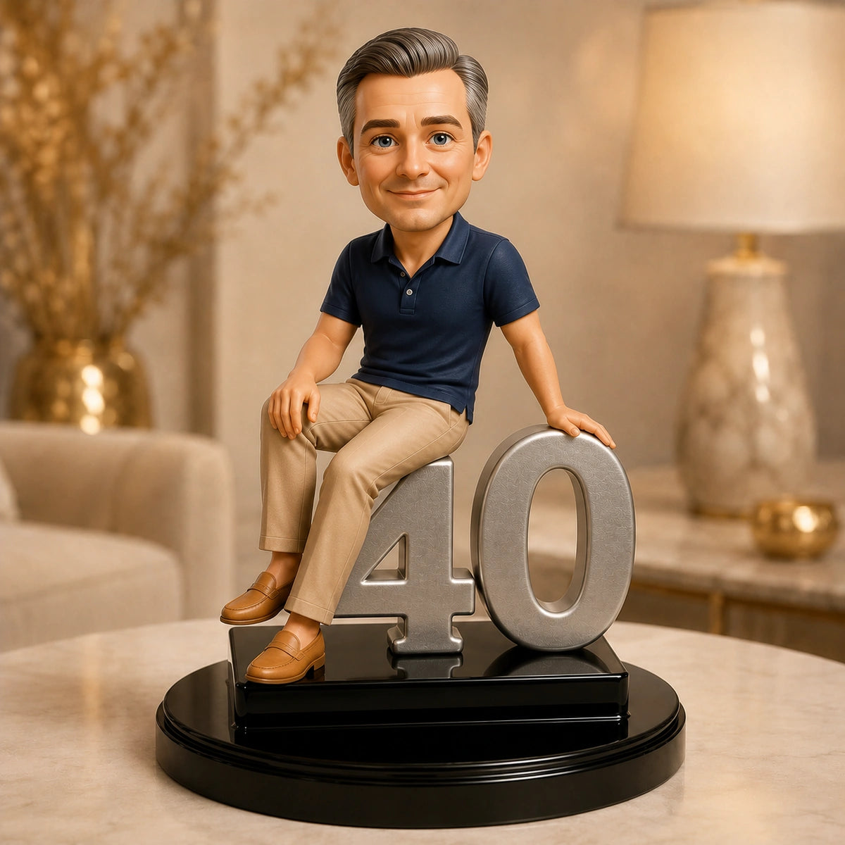 Image of Personalizowana figurka 3D z cyfrą 40 ze zdjęcia – oryginalny prezent dla niego na 40 urodziny