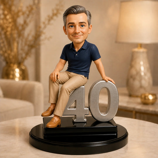 Wyjątkowy prezent dla niego na 40 urodziny – personalizowana figurka 3D w stylu karykatury na 40.