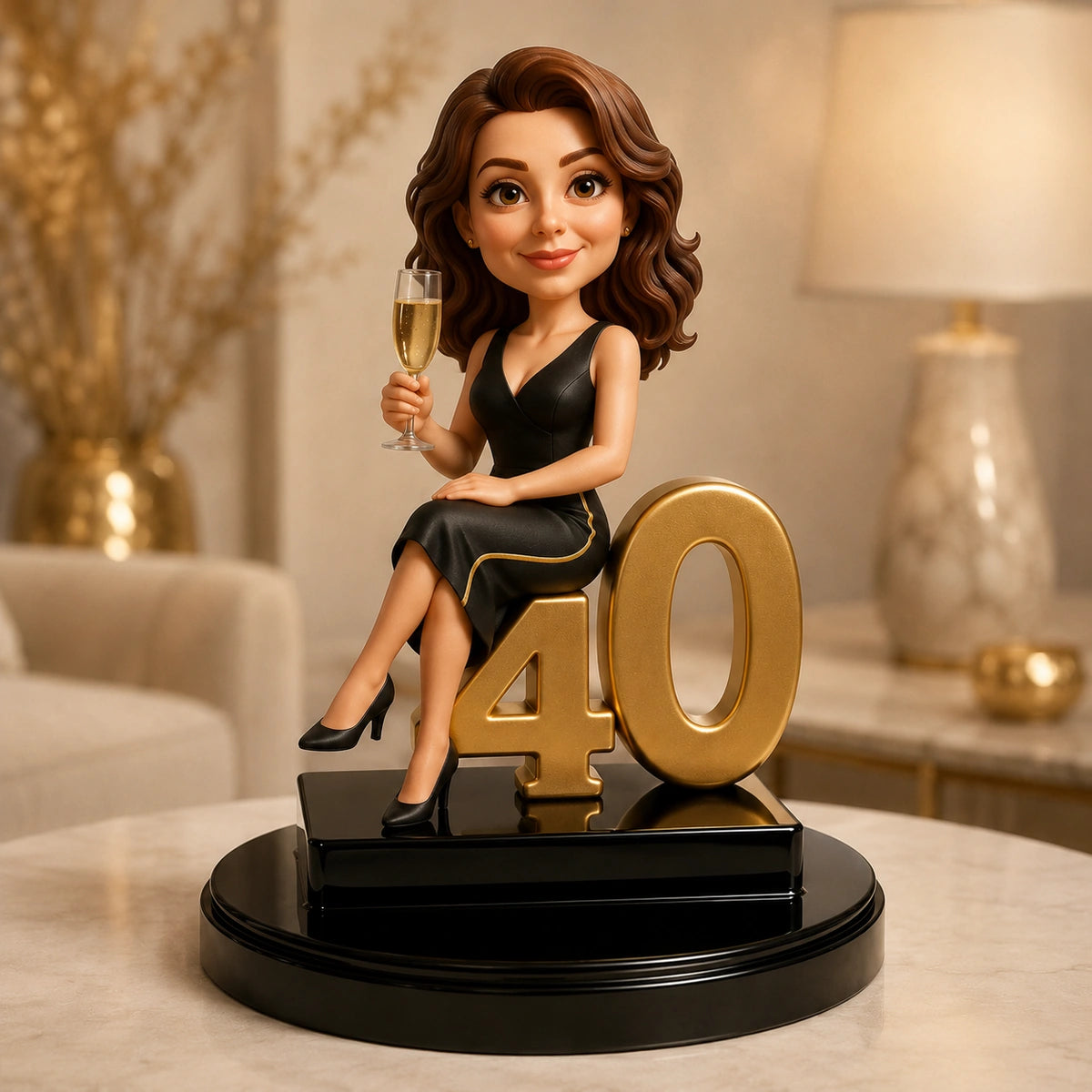 Image of Personalizowana figurka 3D z cyfrą 40 ze zdjęcia – oryginalny prezent dla niej na 40 urodziny