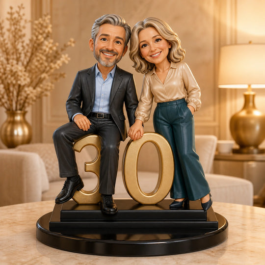 Prezent na 30. rocznicę dla pary – personalizowana figurka 3D Karykatura Perłowe gody