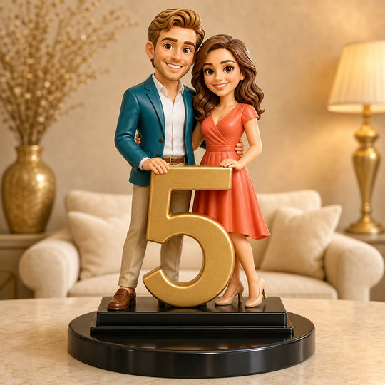 Prezent na 5. rocznicę dla pary – personalizowana figurka 3D Pięć lat razem
