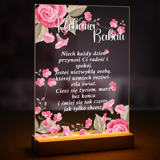 Życzenia dla kochanej babci - druk na szkle z Twojego tekstu