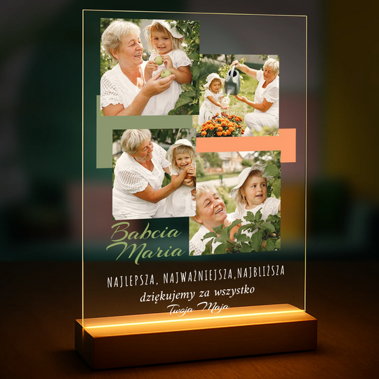 Kolaż + podziękowanie dla najlepszej babci - druk na szkle z Twojego zdjęcia