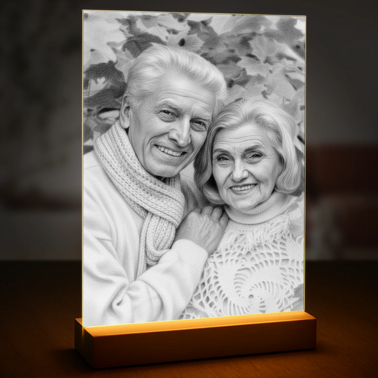 Ołówkowy portret dziadków - druk na szkle, portret z Twojego zdjęcia