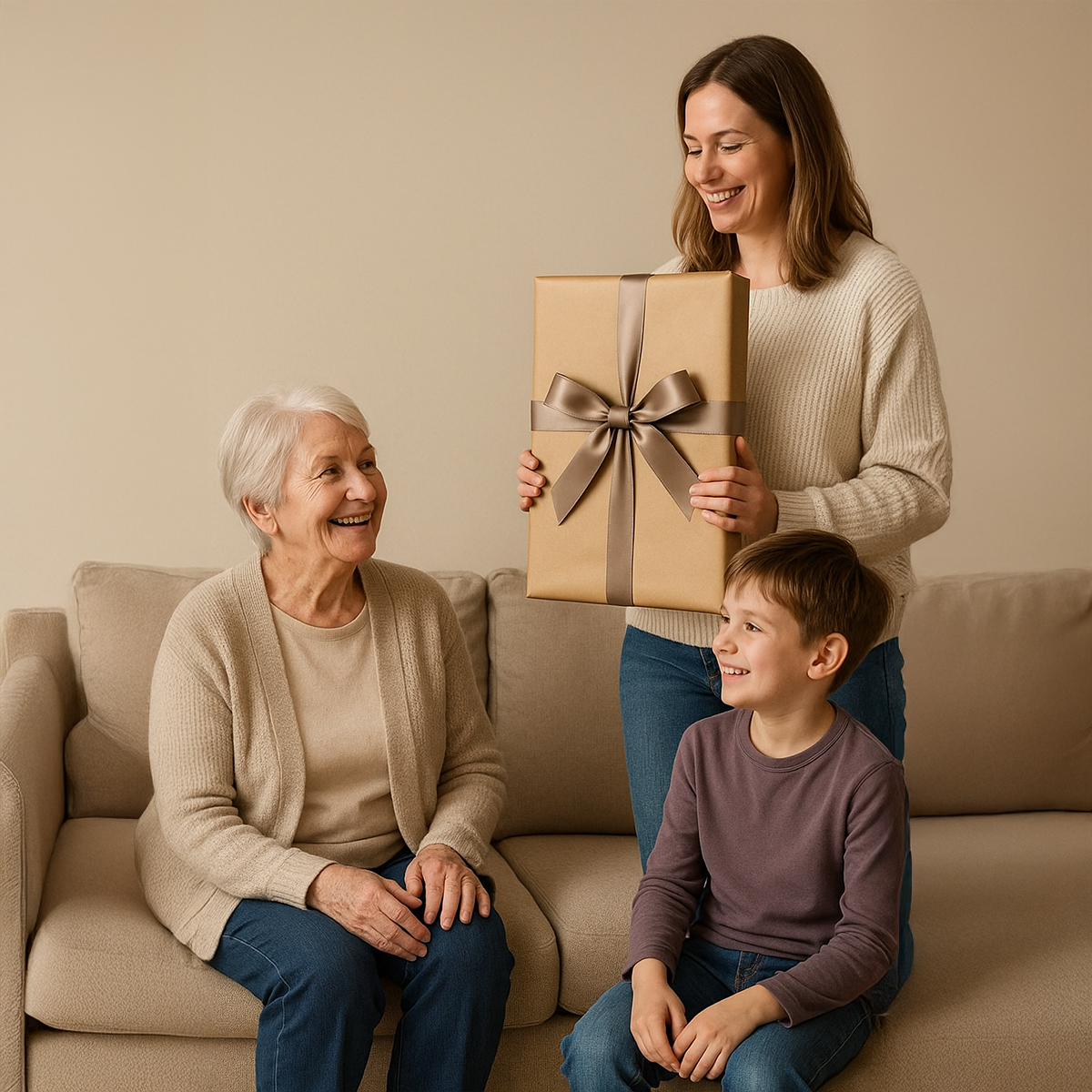 Image of Babcia z córką i wnukiem - obraz na płótnie z Twojego zdjęcia