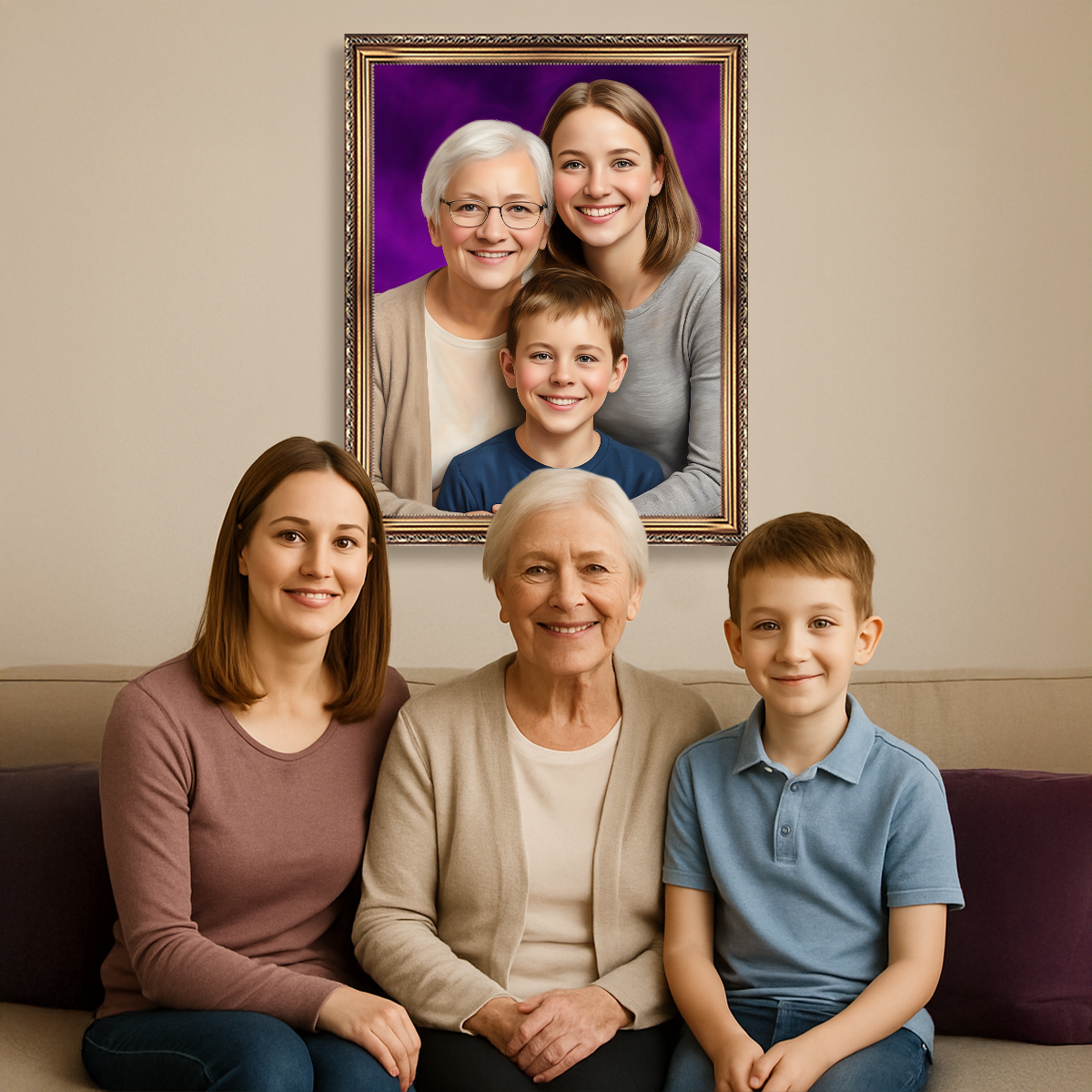 Image of Babcia z córką i wnukiem - obraz na płótnie z Twojego zdjęcia