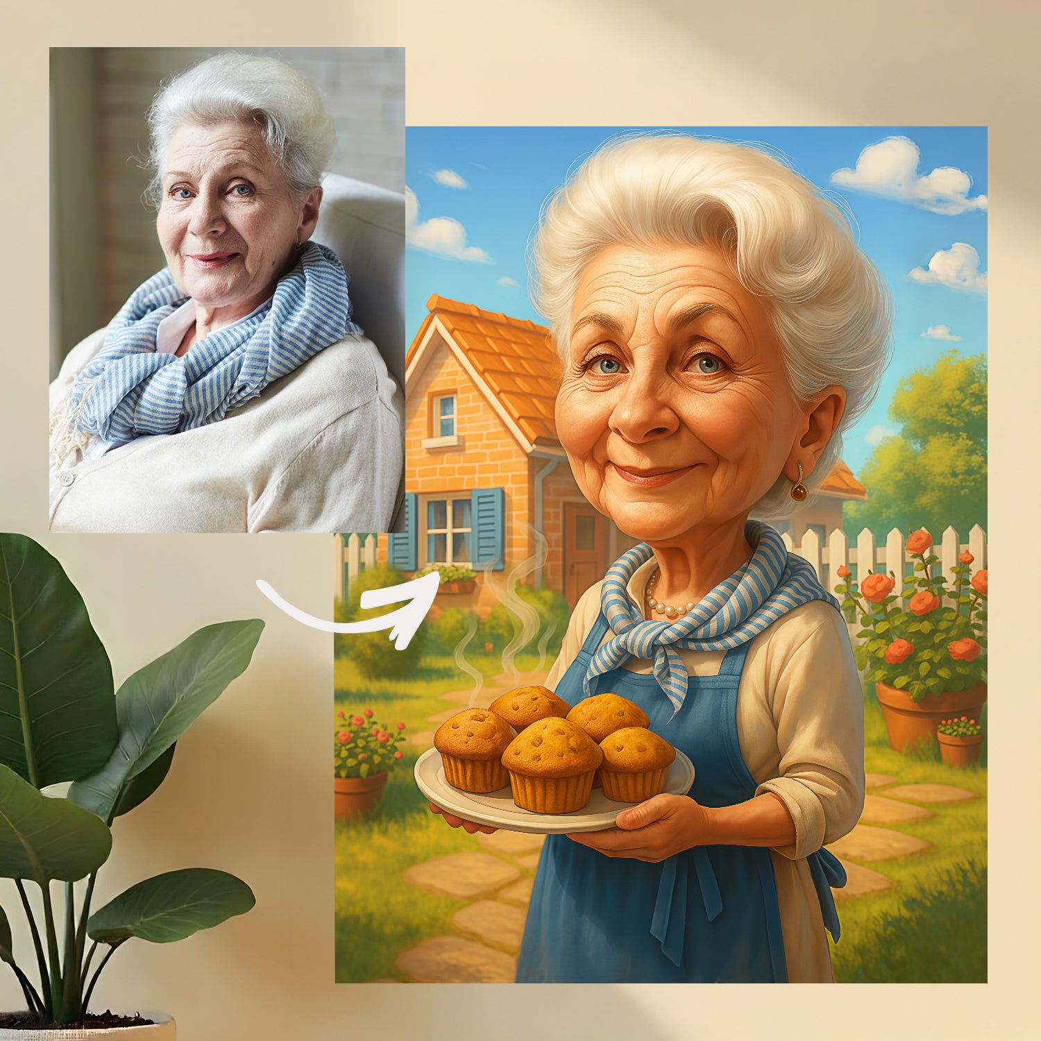 Image of Babcia w stylu karykatury - obraz na płótnie z Twojego zdjęcia