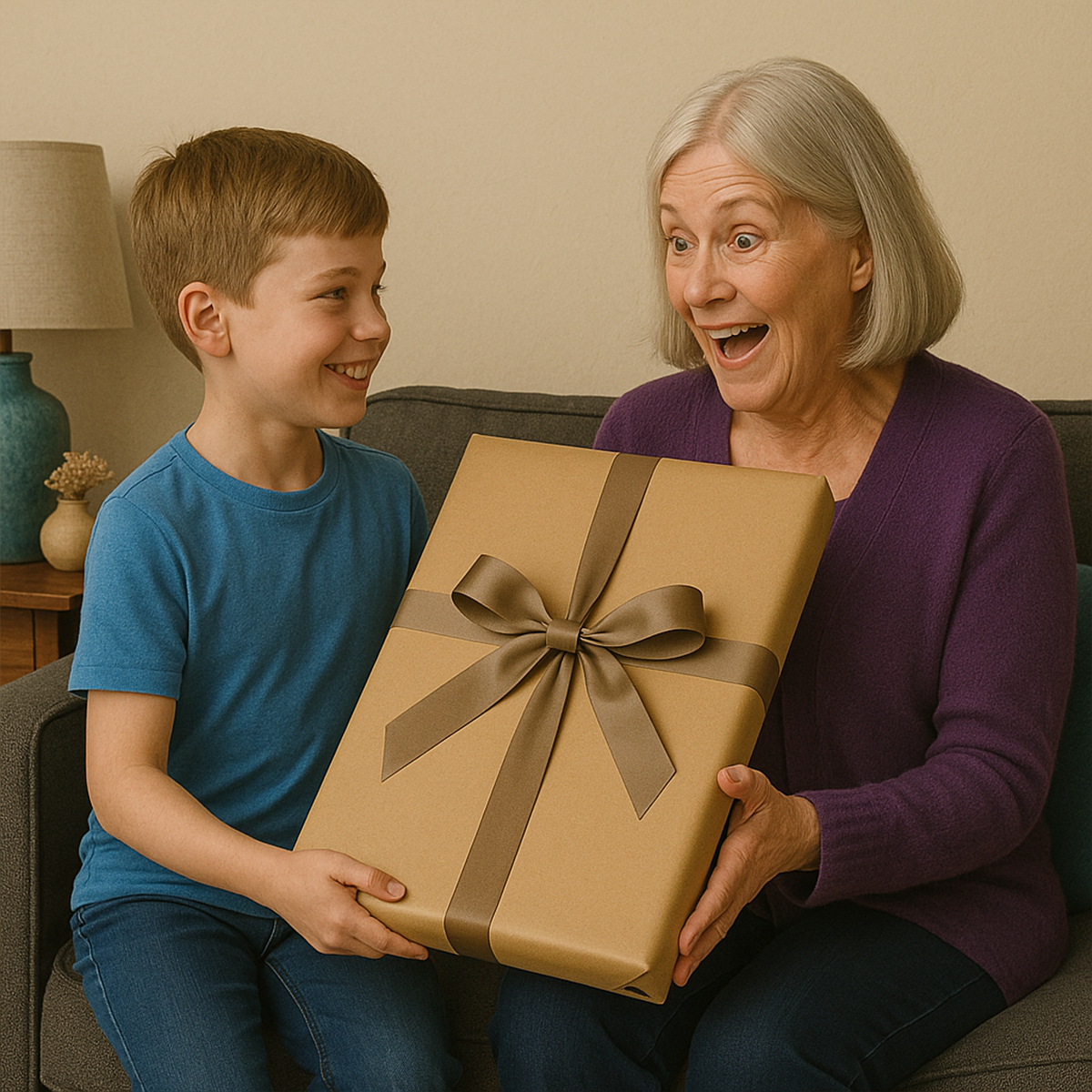 Image of Portret babci z wnukiem - obraz na płótnie z Twojego zdjęcia