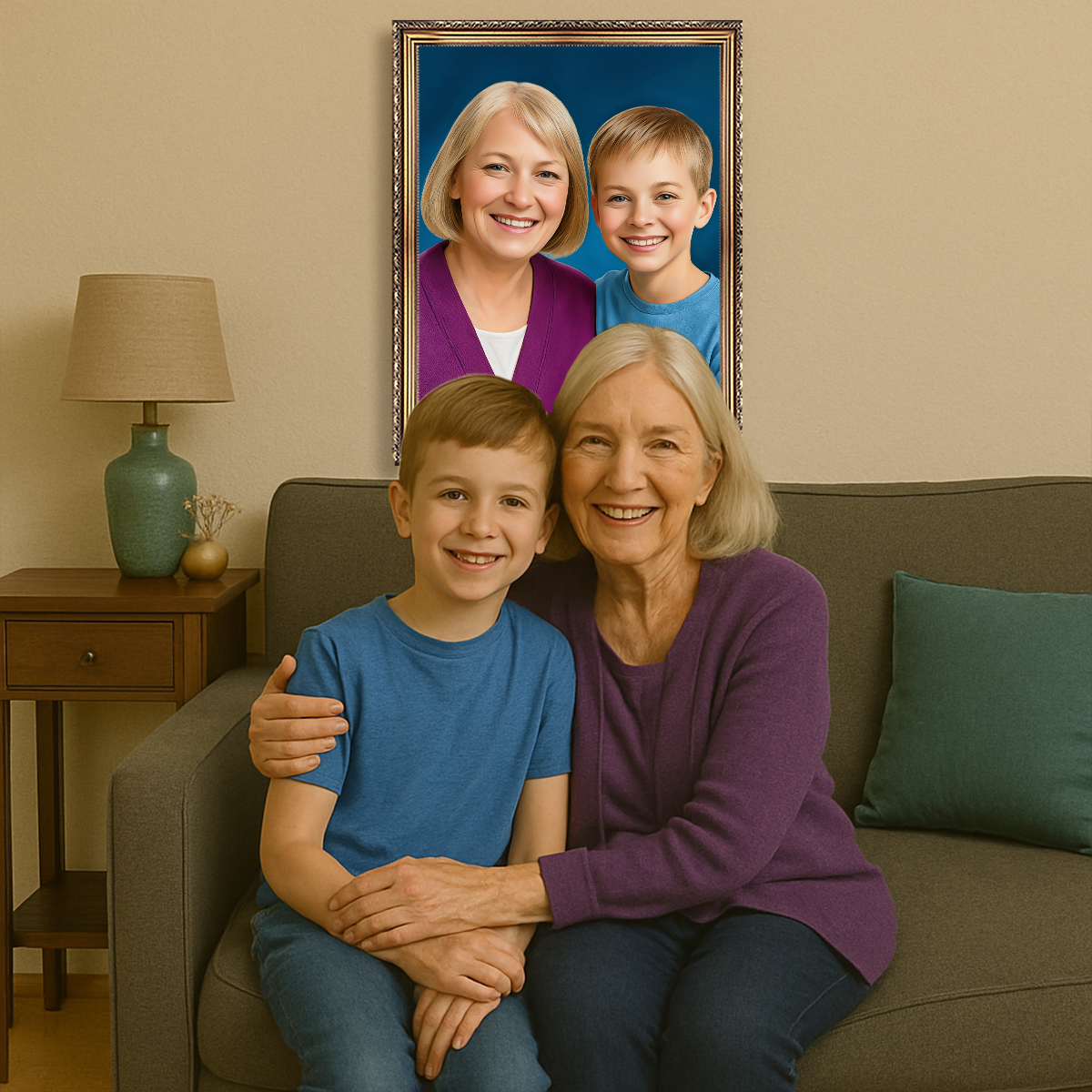 Image of Portret babci z wnukiem - obraz na płótnie z Twojego zdjęcia