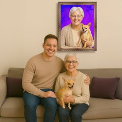 Image of Babcia z pieskiem - obraz na płótnie z Twojego zdjęcia