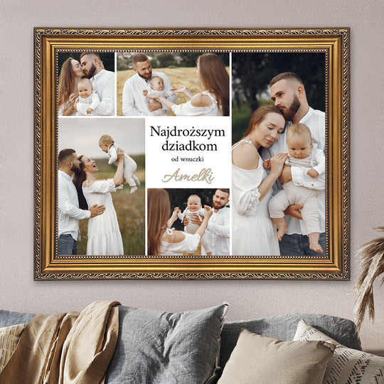 Rodzinne zdjęcia dla dziadków - kolaż na płótnie z Twojego zdjęcia